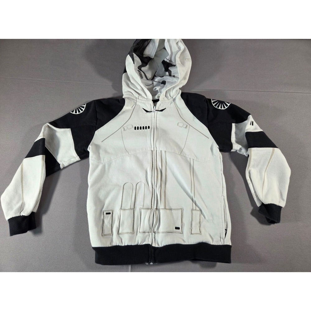 Disney Sweater Boys 13 White Black R2-D2 Star Wars Mask Hoodie Sweatshirt Zip